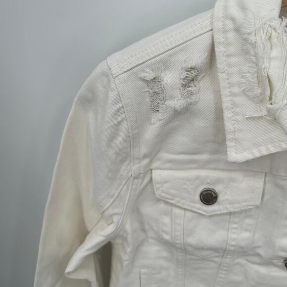 BLANKNYC NWT Evereve Lightbox White Distressed Denim Jacket // S - Picture 9 of 13